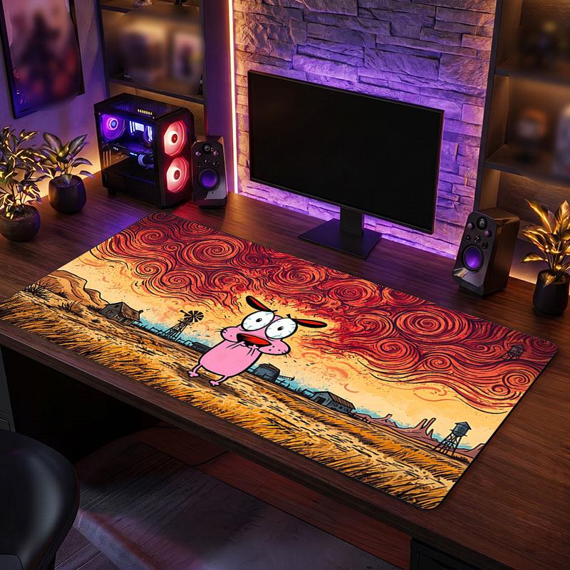 Big Mouse PadCourage the Cowardly Dog Extended Soft Desk Mat Gaming Office Computer Table Decor Mat