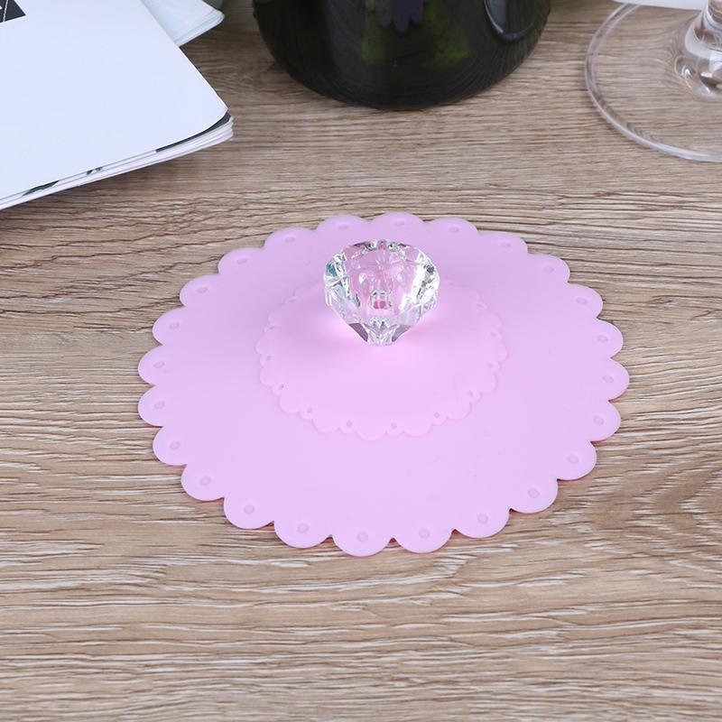 1 шт. Силиконовая пылезащитная стеклянная крышка для чашки с бриллиантом, крышка с присоской для кофейной кружки