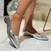 2024 Женские Новые Туфли-лодочки на Высоком Каблуке, Обувь с Низким Верхом, Модная Кристальная Отделка, Повседневные Женские Сексуальные Туфли-лодочки с Острым Носком
