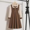 Girls' French Retro Two-Piece Princess Dress for Spring & Autumn