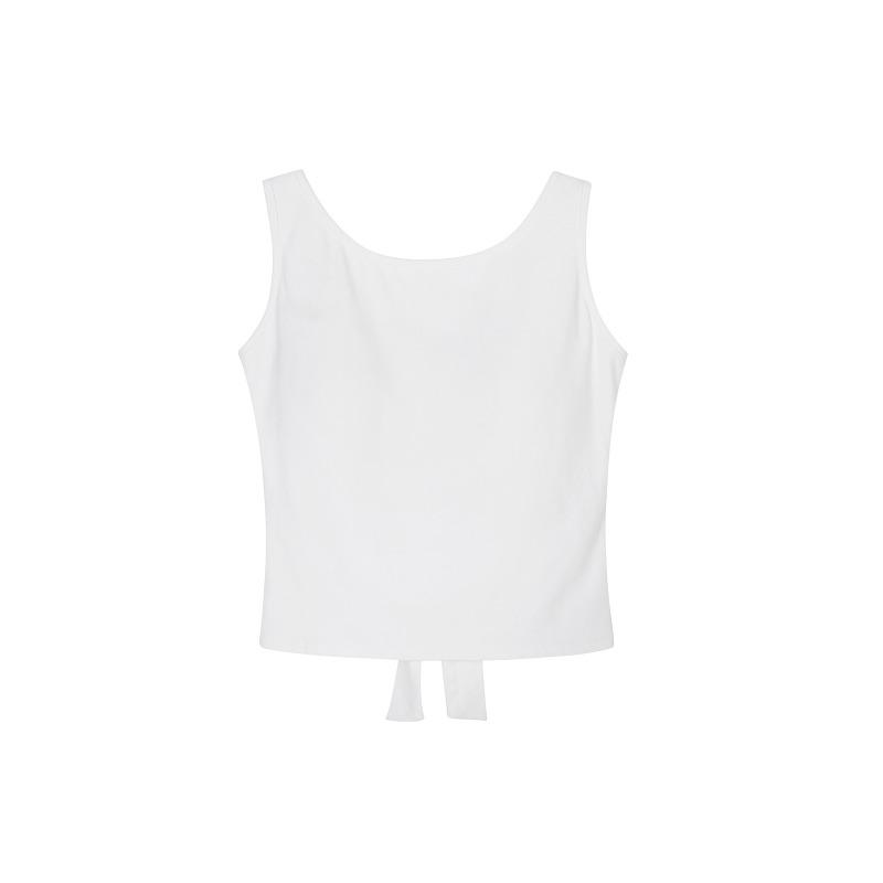 Sexy Bow Halter Sling Vest French with Chest Pad Inside Niche Outside Sleeveless Top