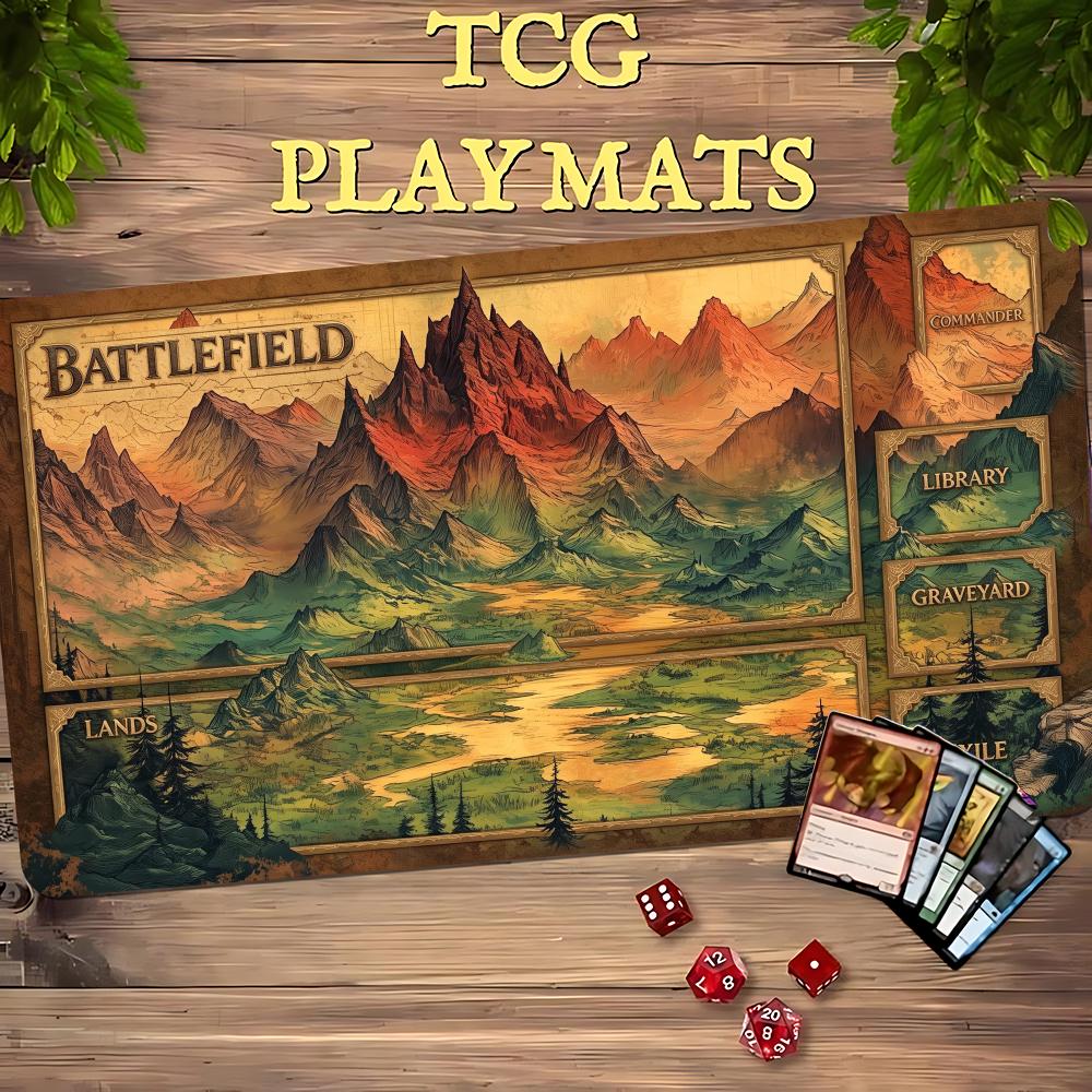 Dark Wood Mouse Pad Card Playmat Stitched with Magic Zones Game Mats Tabletop for MTG/TCG Card Battle Commander Gaming Mat