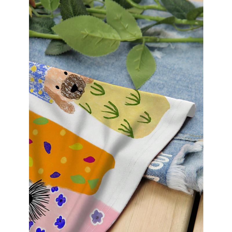 Женская повседневная футболка с коротким рукавом и круглым вырезом с принтом мультяшной собаки