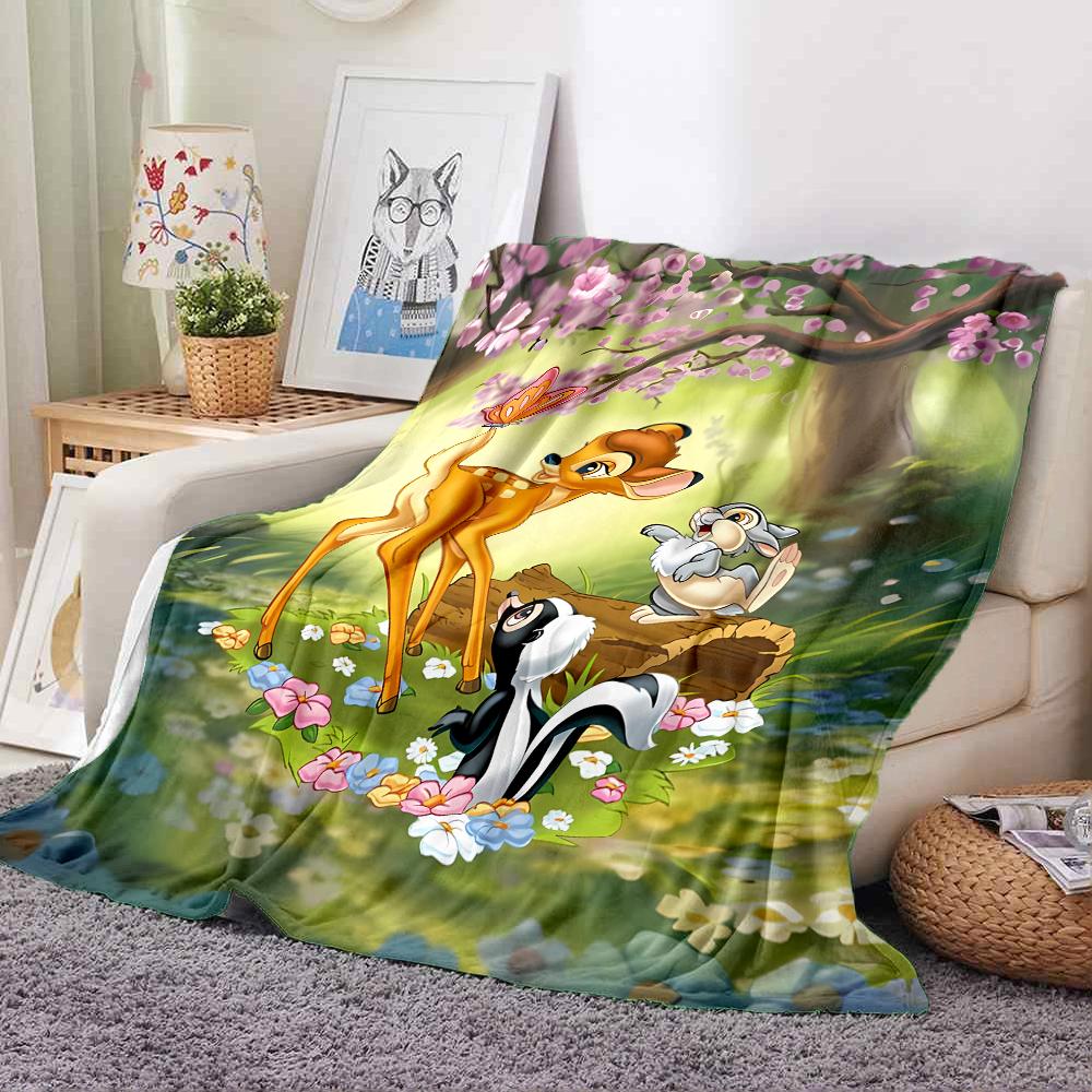 Carton B-Bambi Fawn Print Flannel Queen Blanket - Soft Cozy Blanket for Couch, Sofa, or Bed, Office Travel Camping Holiday Gifts