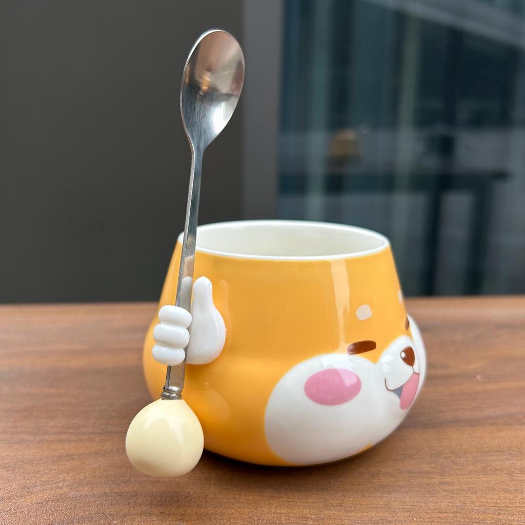 Сувенирная чашка Щенок Керамическая кружка с крышкой ложкой Подарок на день рождения Девочкам Практичный Сезон выпускных