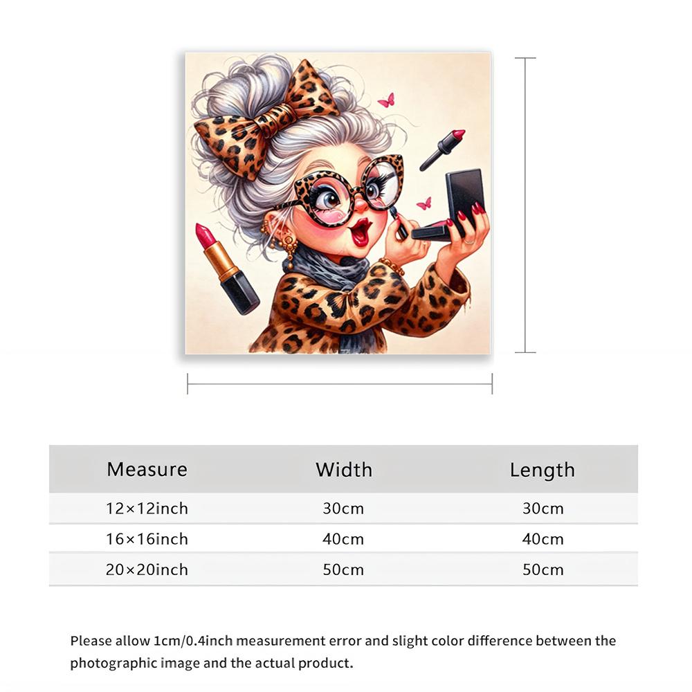 5D Diamond Painting Fashion Girl Kit Diamond Art DIY Craft for Home Wall Decor Leopard Print Bow Makeup Theme Artwork