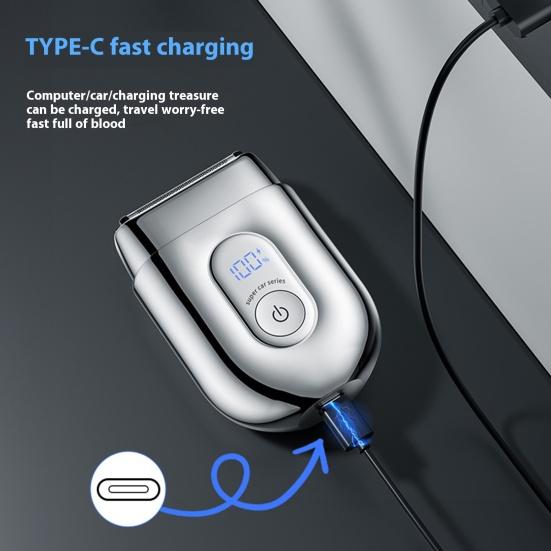 Мини-электробритва со светодиодным дисплеем, USB-перезаряжаемая, водонепроницаемая, с 3 головками, портативная дорожная бритва для мужчин, триммер для бороды, инструмент для удаления волос