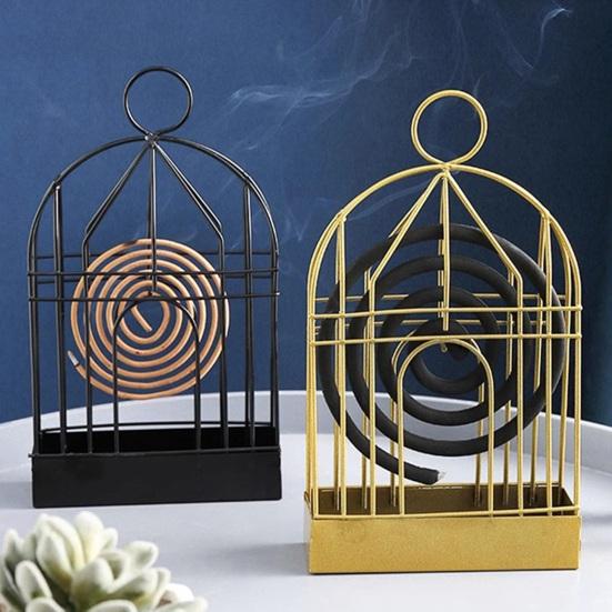 Подставка-держатель для благовоний в виде птичьей клетки с поддоном для сбора пепла, отпугиватель, подвеска-держатель для спиральных благовоний, портативная декоративная курильница для благовоний
