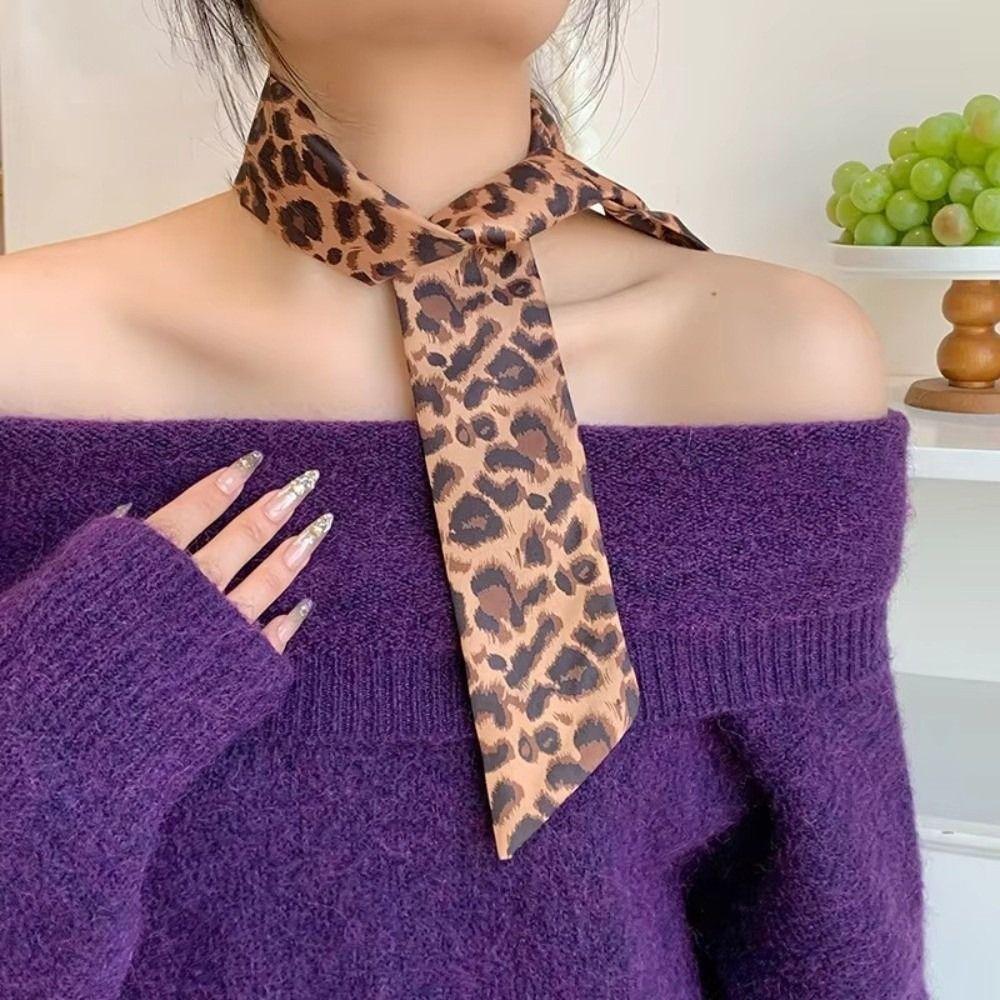 Decoration Slender Scarf Leopard Print Neck Scarf Fashion Decor Ribbon Scarf Bag Decoration