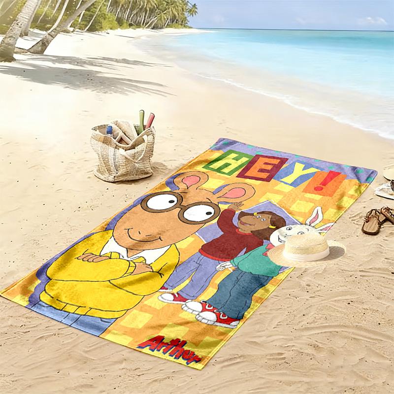 Arthur Cartoon Print Beach Towel, Large Soft Quick Dry Towel for Beach Camping Swimming