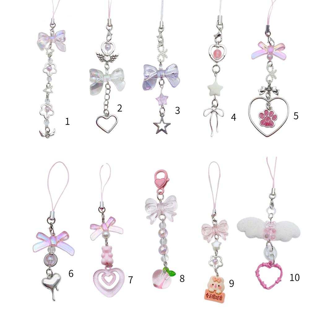 Бантик Подвеска Сердце Ремешок для Мобильного Телефона Цепочка для Телефона Съемный Бисером Шнурок для Телефона Ручной Работы Брелоки для Кошелька Сумки