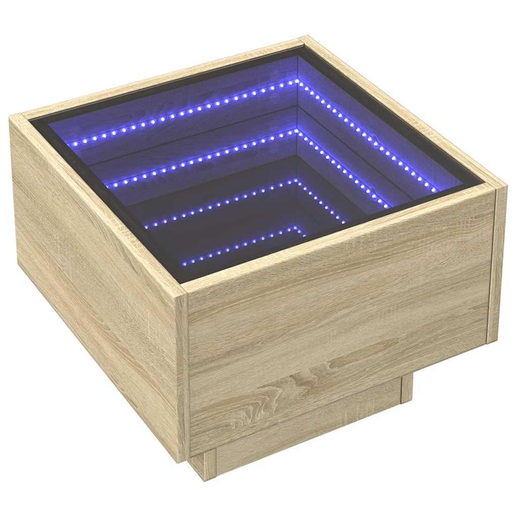 Vidaxl Stolik Boczny Z Led, Dąb Sonoma, 40X40X30 Cm
