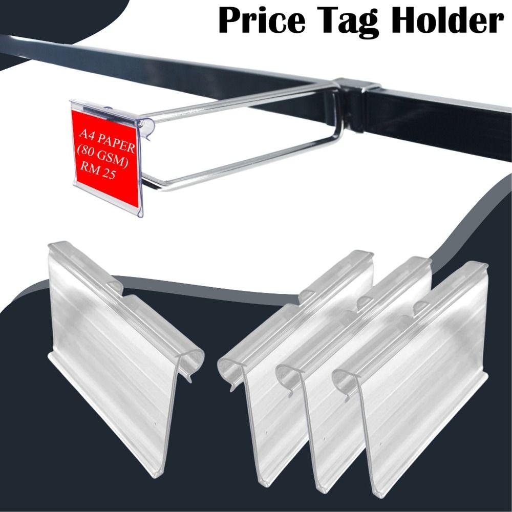 50PCS Plastic Label Holder Transparent Label Display Sidebar New Price Tag Holder  Mall