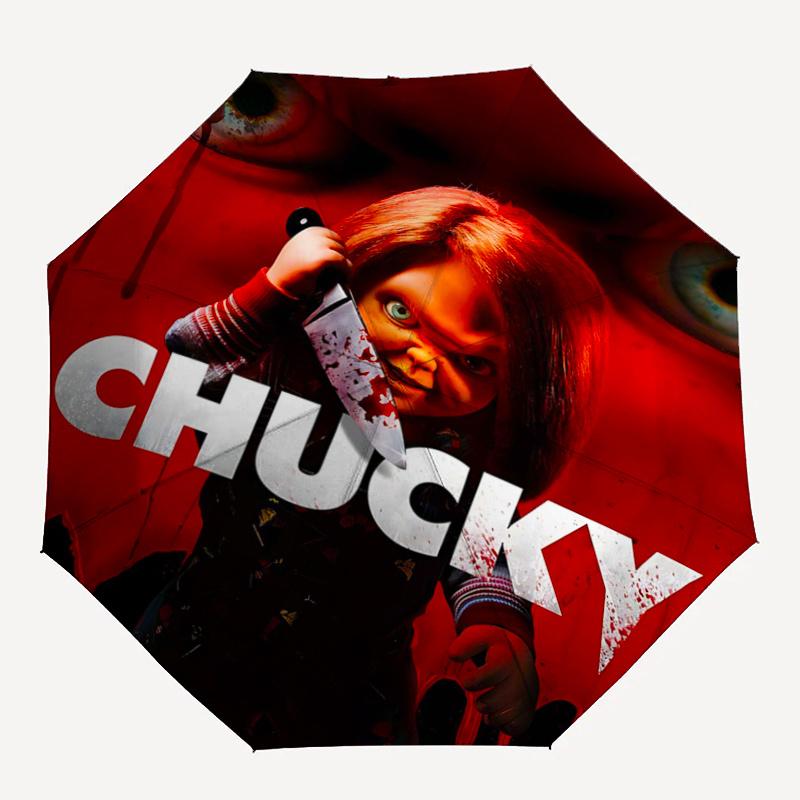 1pc The Dark Doll Chucky Automatic Opening and Closing Folding - A Good Choice for Gifts, Fashionable and Convenient Umbrella With Cute Cartoon C