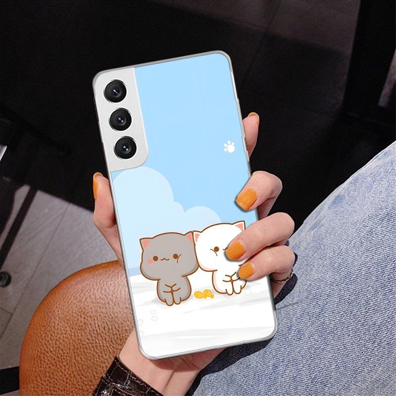 Милый Чехол для Телефона с Котом Гома Персик для Samsung Galaxy S26 S25 Edge S23 S24 Ultra S22 Plus S21 S20 FE Уникальная Крышка Мягкий Чехол Galaxy