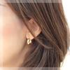 K18 Hoop Earrings 5mm X 15mm Moon Earrings Moon Shell Earrings Bullion Earrings Hoops K18 Yellow Gold [Jewelry Excelente]