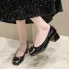 Fashion Zapatos De Mujer Women Casual Black European Stylish Elegant Comfort Spring Square Heel Shoes Lady Cool Office Career Shoe Ea163
