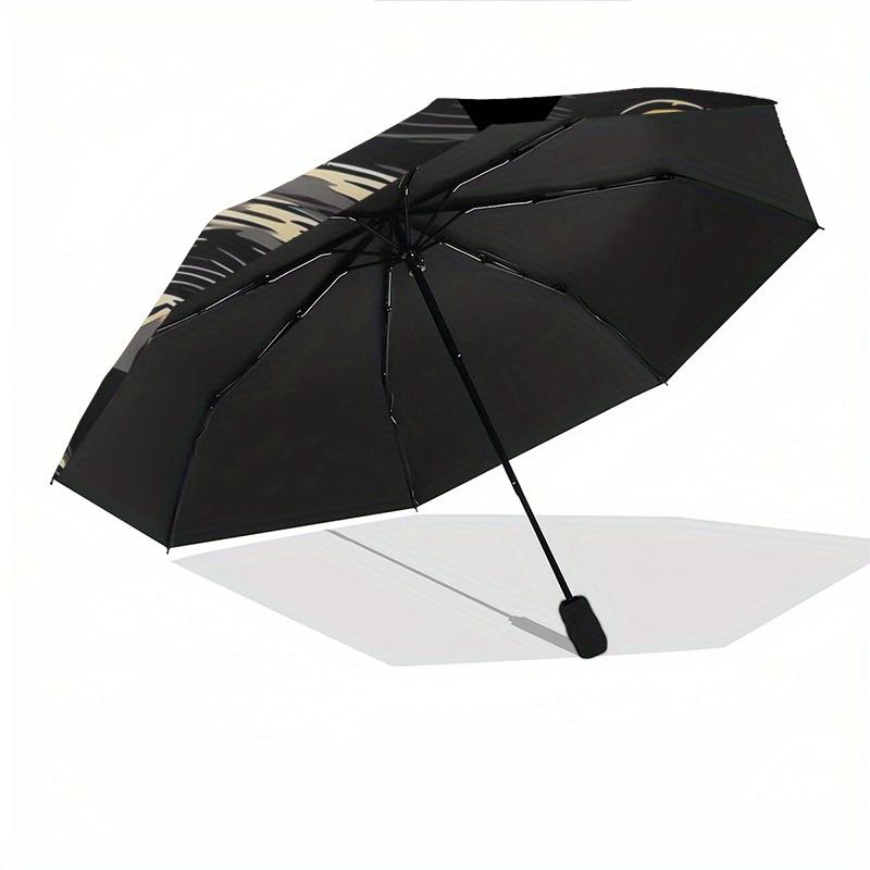 Starry Night Cat Automatic Folding Umbrella 8 Ribs, Durable Iron Frame, Bright Color Pattern Compact Travel Umbrella, Suitable for Outdoor,