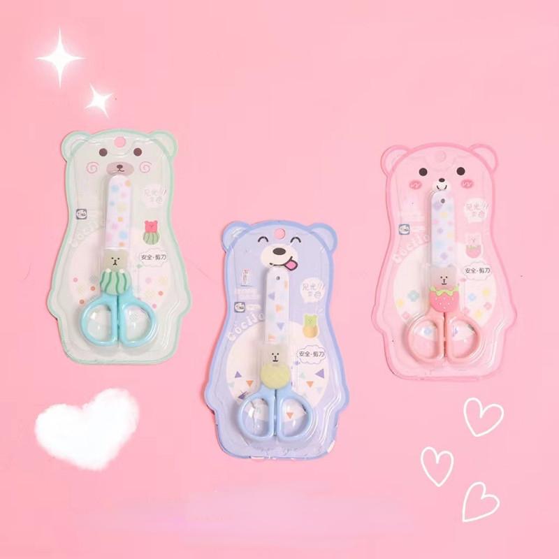 Милые ножницы с героями мультфильмов, корейские креативные безопасные ножницы с защитным чехлом для резки ножниц для бумаги, студенческие канцелярские ножницы