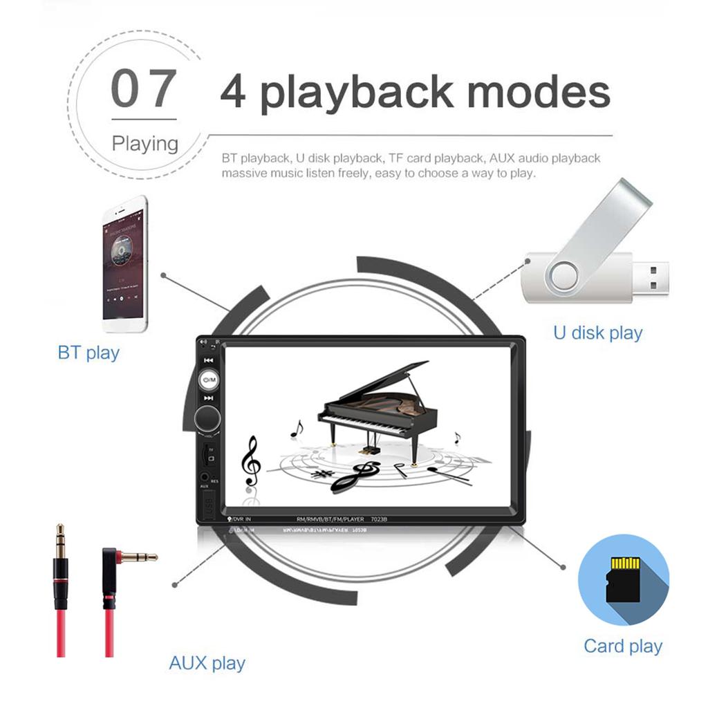 Автомобильная стереосистема совместима с iOS CarPlay/Android Auto 7-дюймовый двойной Din с сенсорным экраном рулевого управления FM-радио