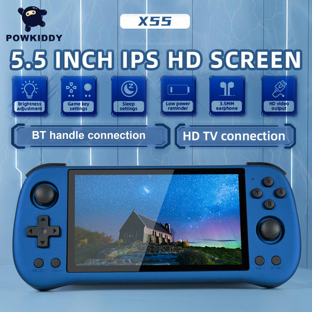 PowKiddy X55 Handheld Game Console Open-Source Portable Game Player 5.5-Inch IPS HD Screen HD TV