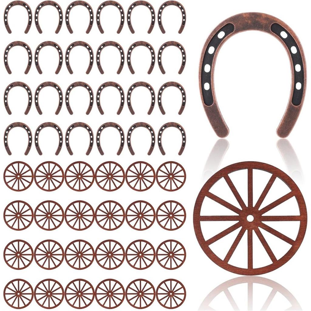 48 Pcs Western Party Decorations Set, for Cowboy Cowgirl Birthday Wedding Centerpieces Rustic Wood and Metal Decor