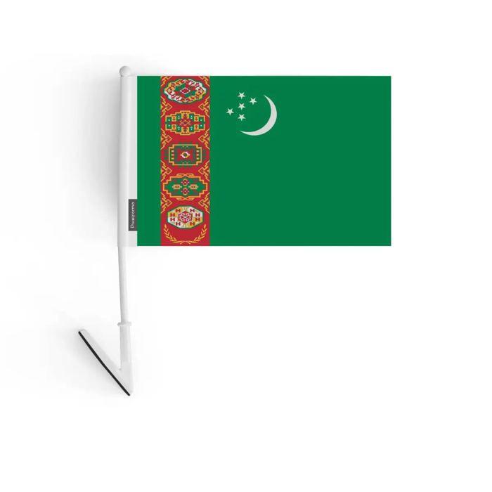 Drapeau Adhésif - Turkménistan - 14 X 21 Cm - Polyester Résistant - Léger - Recto/verso