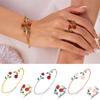 2 Pieces Red Rose Jewelry Set Delicate Rose Bracelet Women Vintage Flower Ring Sexy Gold Plated Choker Red Accessories Fashion Jewelry