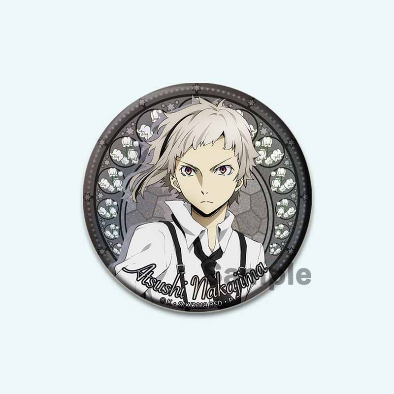32/44/58mm Anime Bungou Stray Dogs Brooch Cartoon Metal Badge for Backpack Clothes Jewelry Accessories Dazai Osamu Nakajima Atsushi Pin