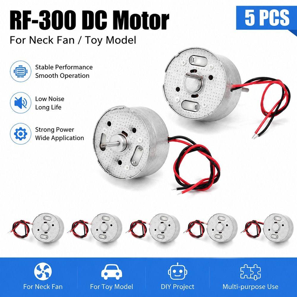 5Pcs DC 1.5V-6V RF-300 DC Motor 2Pin Brush Motor New Hanging Neck Fan Motor  for Hanging Neck Fan