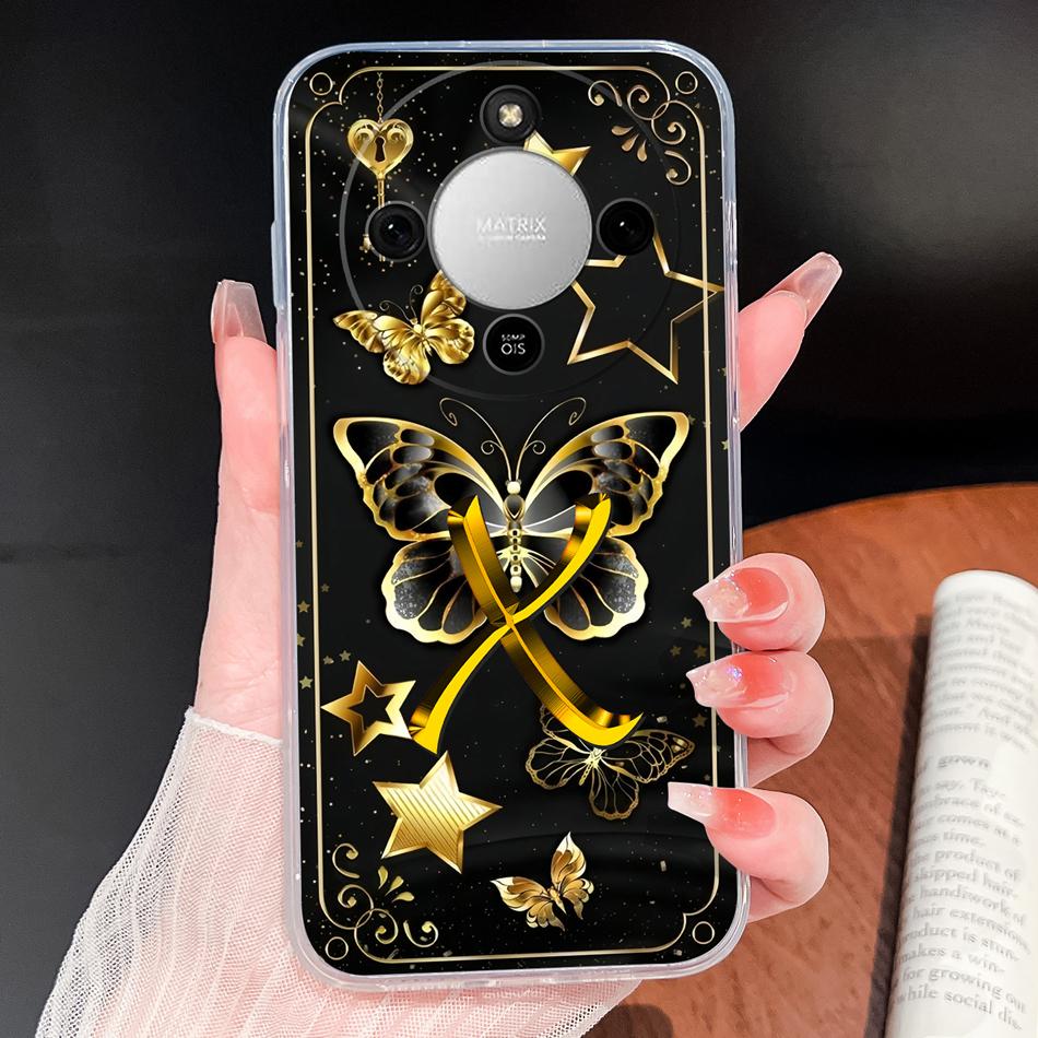 Чехол для Honor X70 5G Светящиеся буквы Прозрачный Силиконовый Ударопрочный Задний чехол для Honor X 70 Мягкий Легкий Защита для телефона