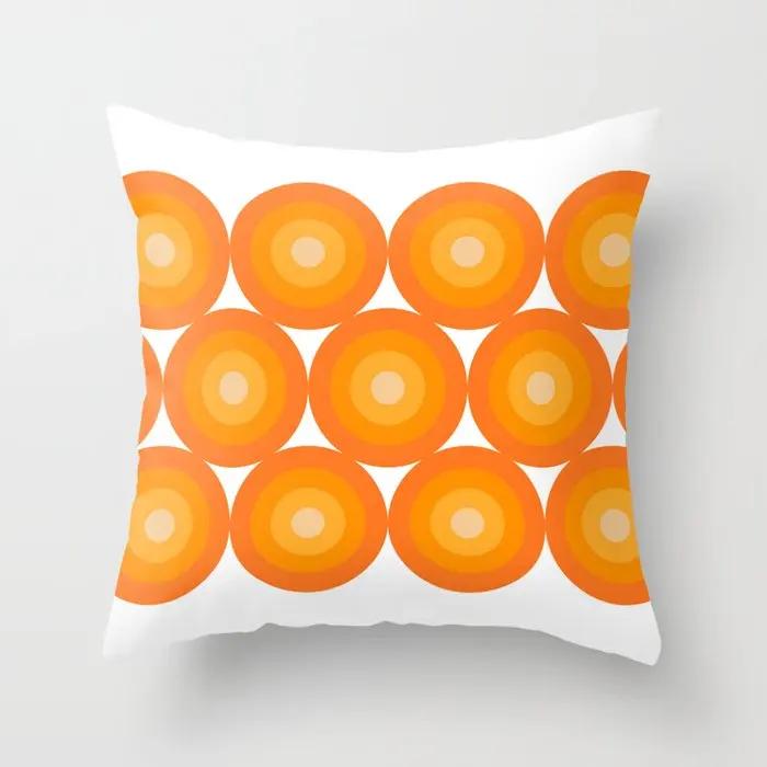 Orange Pillowcase Medieval Geometric Cushion Cover For Home Sofa Chair Decor Pillowcase Car Office Decoration Ornament