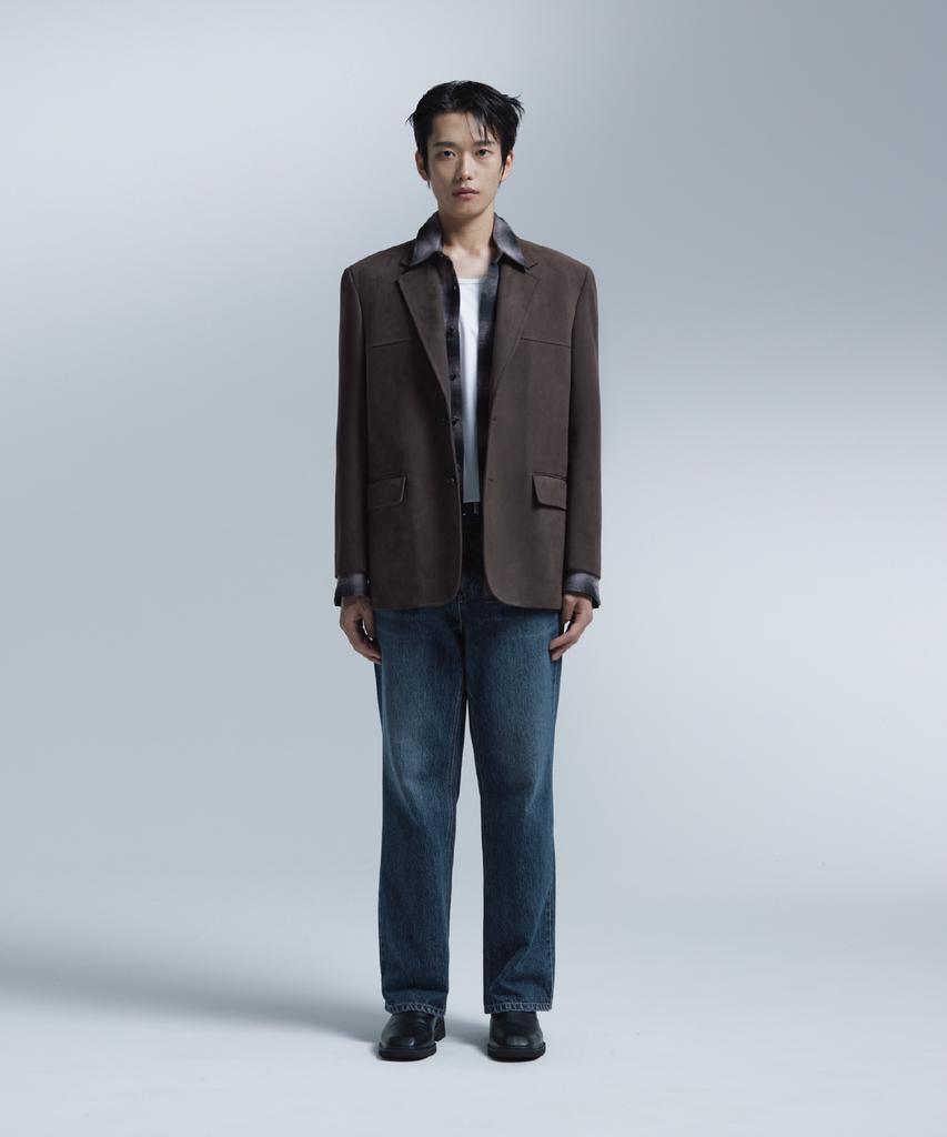 Nonblank Suede Oversized Jacket_Brown