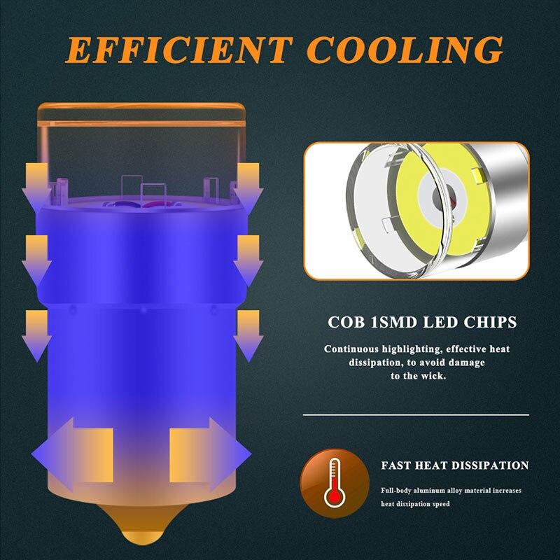 2 шт. Светодиодные лампы 1156 BA15S 1157 PY21W BAY15D COB 1SMD Canbus Светодиодные сигнальные огни для автомобиля Автомобильный парковочный свет 12 В DRL Универсальные