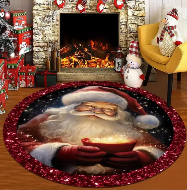 Ковер на рождественскую тематику Санта-Клаус и снежинка Круглый Мягкий Коврик для пола в гостиную Хорошие Гостиные Кабинеты Игровые комнаты Комнаты