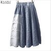 Womens Casual Lace Crochet Patchwork Loose Plaid Skirts