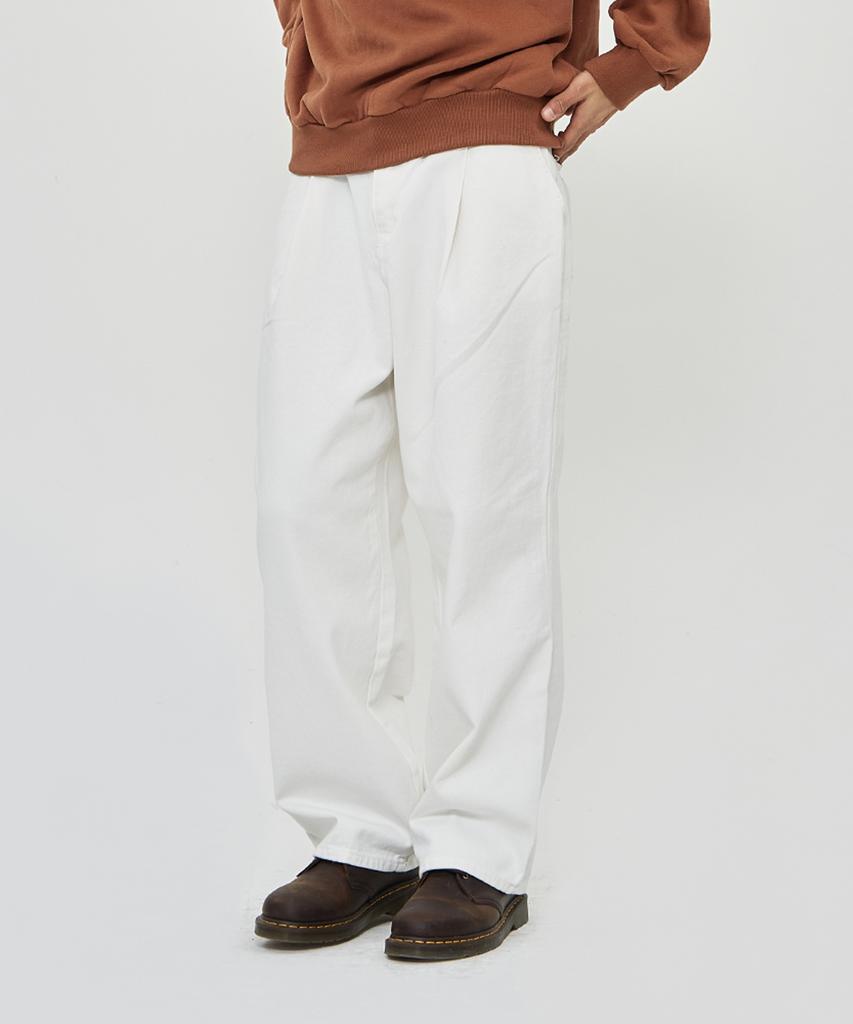 THE-ABON Goat Pintuck Pants White