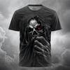 Men's Casual Round-Neck Short-Sleeve T-Shirt Trendy Men's Top with Flame and Skull Print  Shirt for Holiday Parties