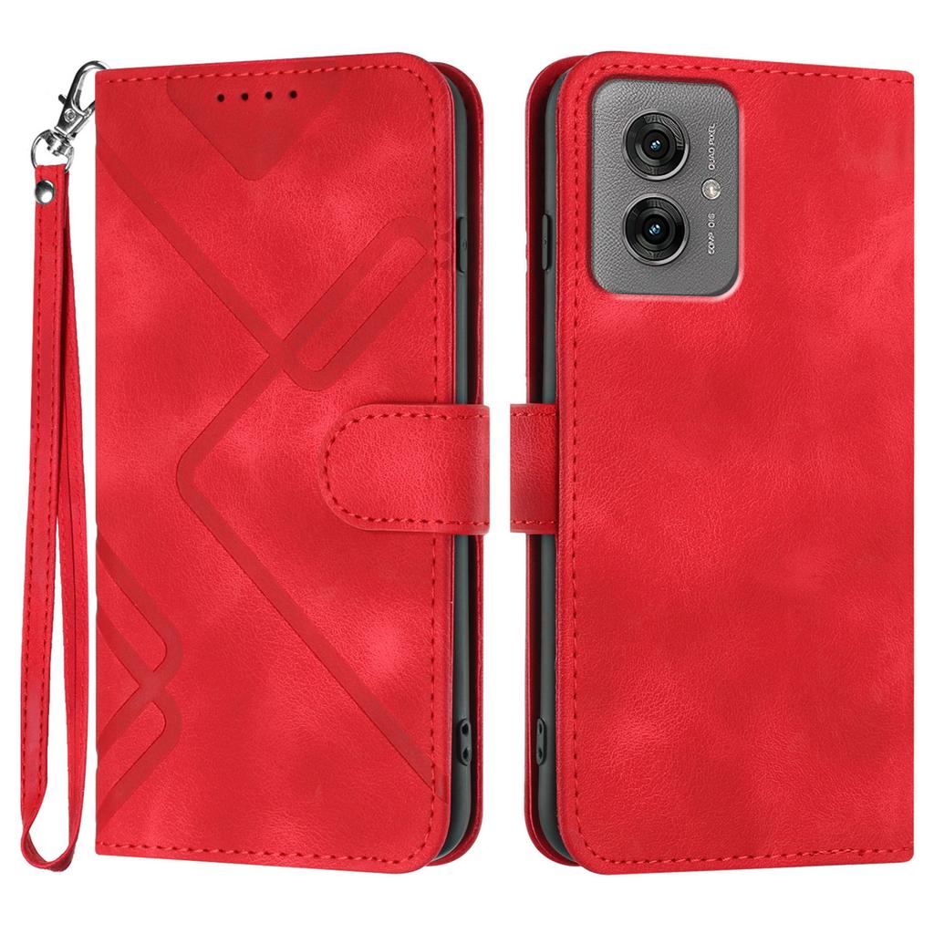 For Motorola Moto G55 5G Wallet Case Line Imprinted PU Leather Phone Cover with Strap