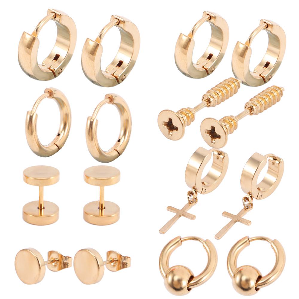 Circle Unisex Geometric Accessories Titanium Hoop Earrings Jewelry set Drop Earring Stud Earring