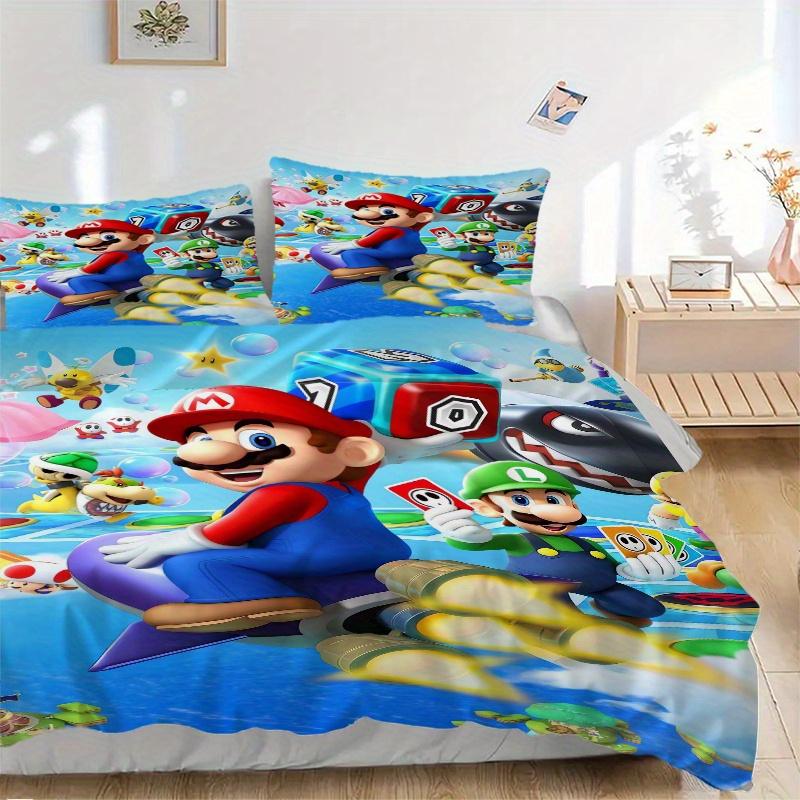 3pcs Super Mario Bros Quilt Cover Set (1 Quilt Cover + 2 Pillowcases Without Pillow Core), High-Definition Printing for Home and Dormitory.F086
