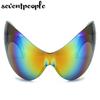 Oversized Punk Y2k Sports Sunglasses Women Men 2000's Steampunk One Piece Sun Glasses Luxury Brand Rimless Cat Eye Shades UV400