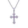 Fashion Design Two Tone Cross Pendant Men Hip Hop Necklace Full Paved Iced Out Cubic Zirconia Geometric Pink Blue Purple Cross
