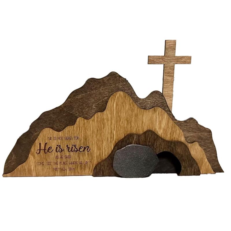 Empty Tomb Easter Decor Wooden Ornaments Resurrection Scene And Crosses Wooden Decoration Set Tomb Easter Tray Bundle Kit