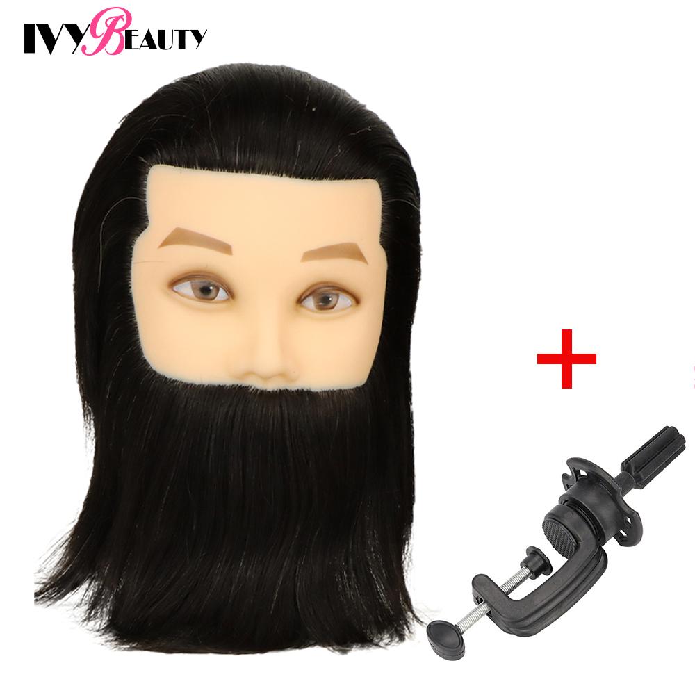 100% Human Hair Mannequin Head Male Barber Hairdresser Manikin Head Training Doll Head For Beauty Hairdresser Practice CuttIing