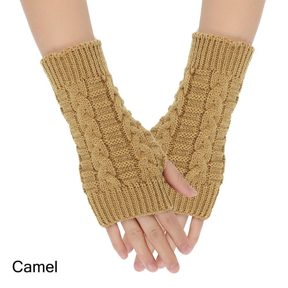 Теплые женские перчатки без пальцев, зимние перчатки без пальцев, классические варежки на запястье для женщин