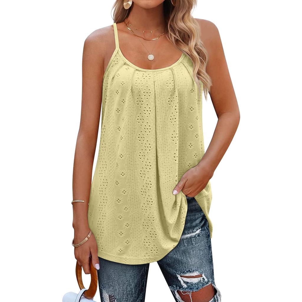 Женская верхняя однотонная свободная футболка без рукавов с круглым вырезом