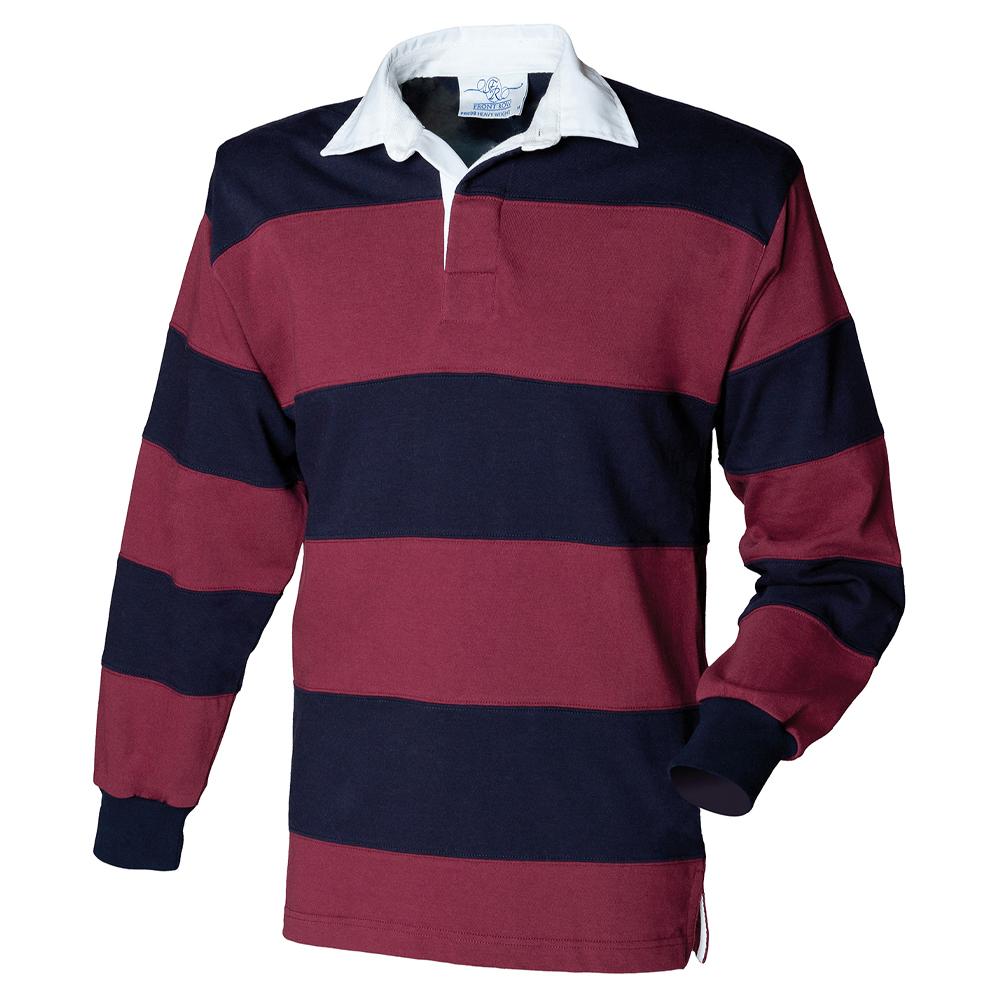 Front Row Mens Stripe Sewn Rugby Polo Shirt