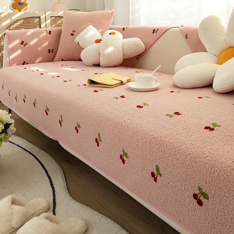 Подушка для дивана из овечьей шерсти Four Seasons Fabric Non-Slip Cushions All-Inclusive Sofa Cover Fabric Living Room Thickening