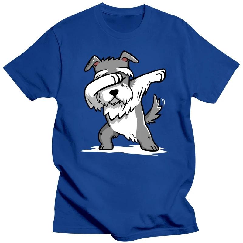 Funny Dabbing Miniature Schnauzer Dog Dad T Shirts Summer Style Graphic Cotton Streetwear Short Sleeve Birthday Gifts T-shirt
